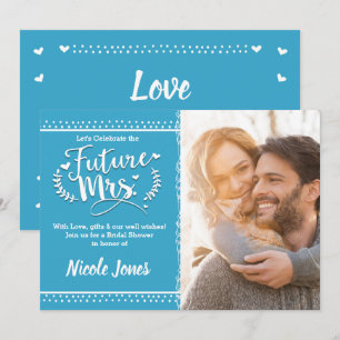 Invitation Photo de la future Mme Rustic Blue Bridal Shower