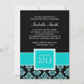 INVITATION PHOTO DE LA JEUNE PARTIES SCINTILLANT TURQUOISE DA (Dos)