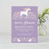 Invitation Photo de la licorne magique fête d'anniversaire (Debout devant)
