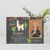 Invitation photo de la Llama Birthday Party Cactus (Debout devant)