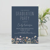 Invitation Photo de la Marine Blue Fleur sauvage Graduation P (Debout devant)