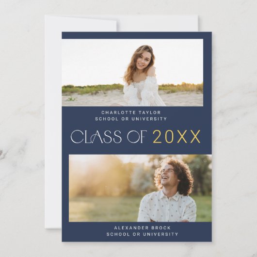 Invitation Photo de la Marine moderne Fête de double graduati (Dos)