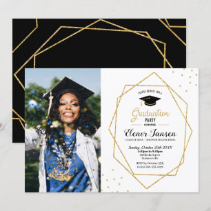 Invitation Photo de la partie de graduation géométrique chic