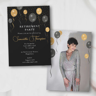 Invitation Photo de la partie de retrait des ballons noirs et