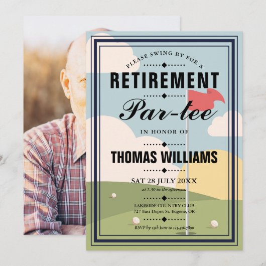 Invitation Photo de la partie de retraite de golf (Devant / Derrière)