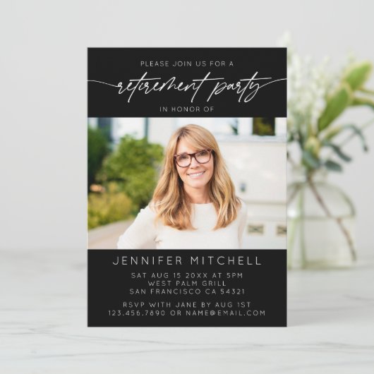 Invitation Photo de la partie de retraite de script simple et (Debout devant)