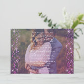 Invitation Photo de la partie d'engagement Purple Fuchsia Pin (Debout devant)