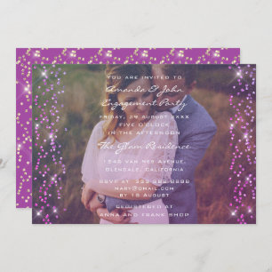 Invitation Photo de la partie d'engagement Purple Fuchsia Pin