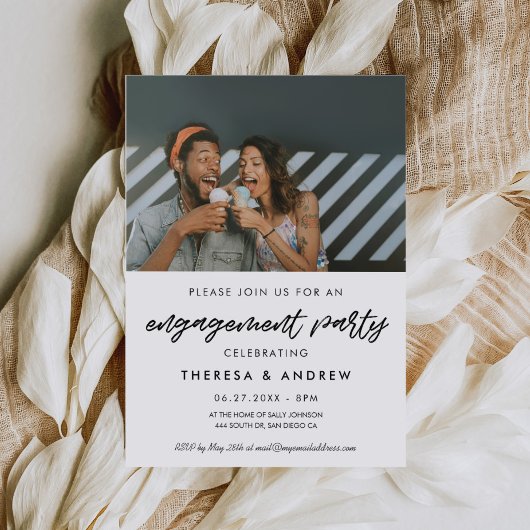 Invitation photo de la partie Engagement moderne