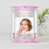 Invitation Photo de la petite princesse fille premier anniver (Debout devant)