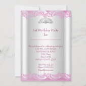 Invitation Photo de la petite princesse fille premier anniver (Dos)