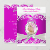 Invitation Photo de la petite princesse fille premier anniver (Devant / Derrière)