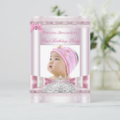 Invitation Photo de la petite princesse fille premier anniver (Debout devant)