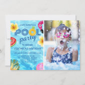 Invitation Photo de la piscine Anniversaire d'été (Devant)