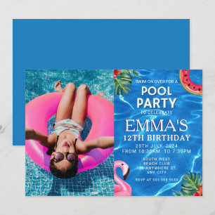 Invitation Photo de la piscine fête d'anniversaire