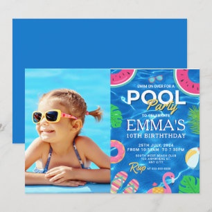 Invitation Photo de la piscine fête d'anniversaire