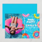 Invitation Photo de la piscine fête d'anniversaire (Devant / Derrière)