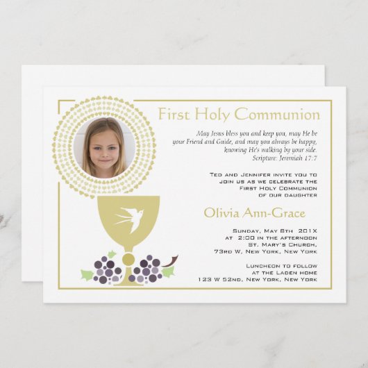 Invitation photo de la première communion (Devant / Derrière)