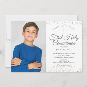 Invitation Photo de la première communion avec poussière d'ét