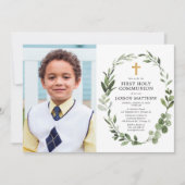Invitation Photo de la première communion des eucalyptus mode (Devant)