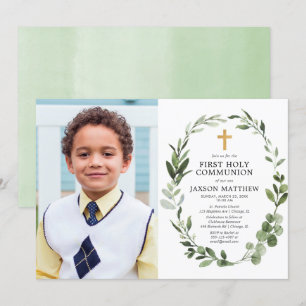 Invitation Photo de la première communion des eucalyptus mode