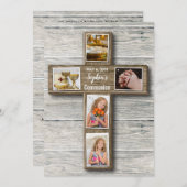 Invitation photo de la première communion Rustic W (Devant / Derrière)