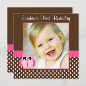 Invitation Photo de la première fille d'anniversaire de la Po (Devant / Derrière)