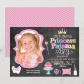 Invitation photo de la Princess Pajama Party de Ch (Devant / Derrière)