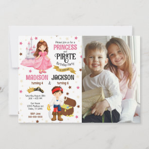 Invitation Photo de la princesse et du pirate pour l'annivers
