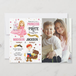 Invitation Photo de la princesse et du pirate pour l'annivers