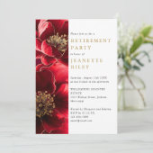 Invitation Photo De La Retraite Florale Rouge Et Or (Debout devant)