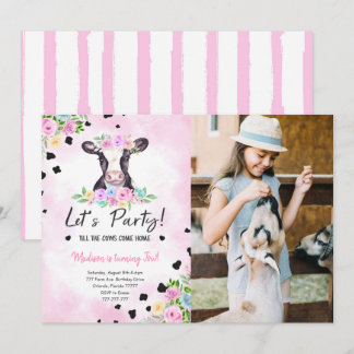 Invitation photo de la vache du 2e anniversaire