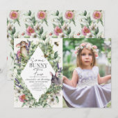 Invitation Photo de l'Anniversaire de enfant Rhombus de Bunny (Devant / Derrière)