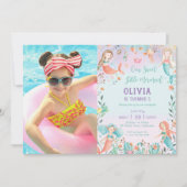 Invitation Photo de l'anniversaire de la Cute Mermaid Arc en  (Devant)