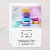Invitation Photo de l'anniversaire des Macarons colorés (Devant / Derrière)