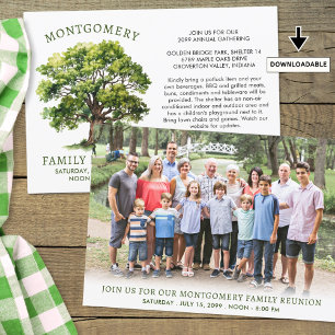 Invitation Photo de l'arbre de l'aquarelle de réunion familia