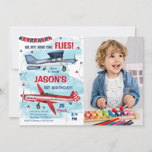 Invitation photo de l'avion (Devant)