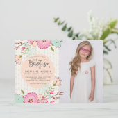 INVITATION PHOTO DE LDS BAPTISM| Élégante florale (Debout devant)