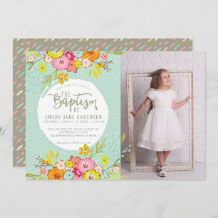INVITATION PHOTO DE LDS BAPTISM  Fille brillante m