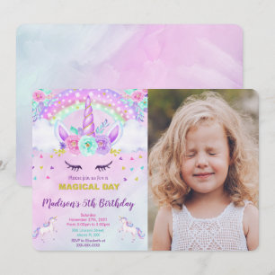 Invitation photo de licorne
