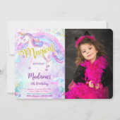 Invitation photo de licorne magique (Devant)