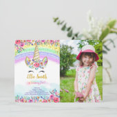 Invitation photo de licorne magique rouge (Debout devant)