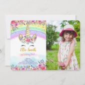 Invitation photo de licorne magique rouge (Devant)