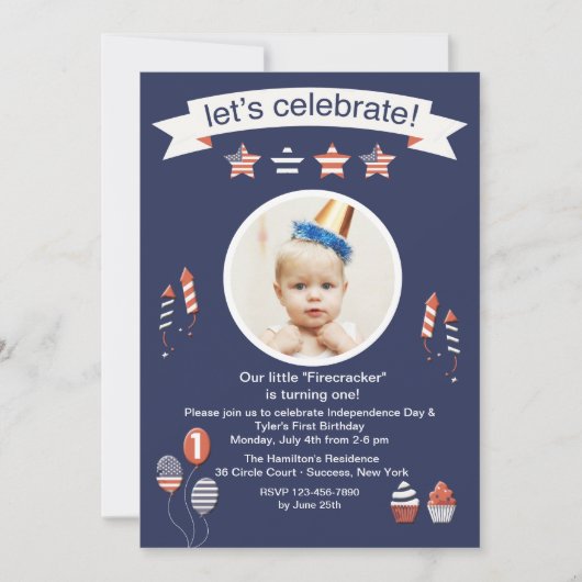 Invitation photo de Little Firecracker (Devant)