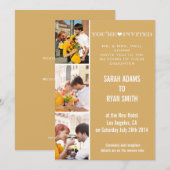 Invitation photo de l'Mariage Gold de Cute Heart (Devant / Derrière)