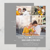 Invitation photo de l'Mariage gris-coeur Cute Thre (Devant / Derrière)