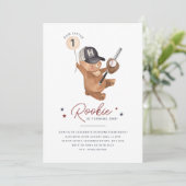 Invitation Photo de l'ours de 1er anniversaire de naissance (Debout devant)