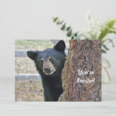 Invitation Photo de l'Ours Noir Anniversaire (Debout devant)