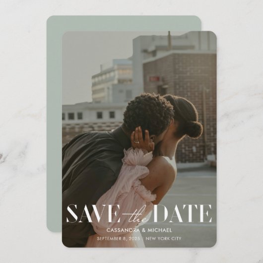 Invitation Photo de lumière moderne QR Code Mariage Date de s (Devant / Derrière)