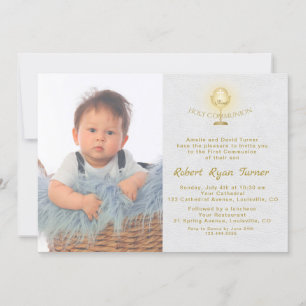 Invitation Photo de luxe Boy Gold Chalice Holy Communion